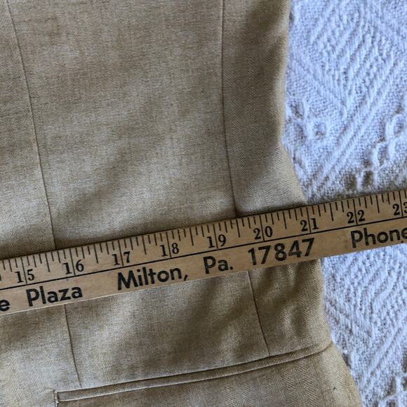 Chaps Linen Blend Blazer Tan Herringbone Sport Coat Jacket Size 42L Preppy - Picture 11 of 12